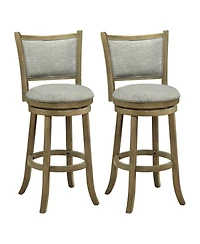 Gymax Swivel Bar Stools Set of 30 Inch Bar Height Chairs with Backrests and Wood Frame