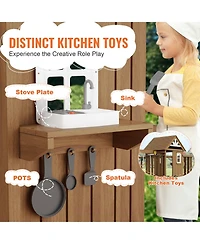 Gouun 10-in-1 Cedar Swing Set with Slide, Fort, Rock Wall and Sandbox for Ages 3-10
