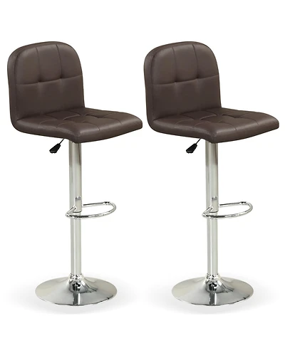 Gymax Swivel Bar Stools Set of with Backrests Footrests and Metal Base for Kitchen