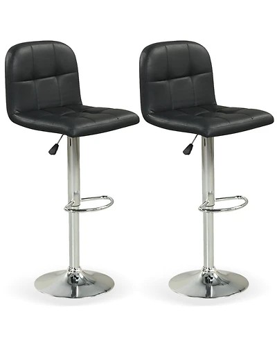 Gymax Swivel Bar Stools Set of with Backrests Footrests and Metal Base for Kitchen