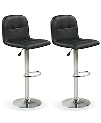 Gymax Swivel Bar Stools Set of with Backrests Footrests and Metal Base for Kitchen