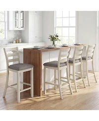 Gymax Bar Stools Set of 4 Upholstered Counter Height Barstools with Padded Seat Footrest
