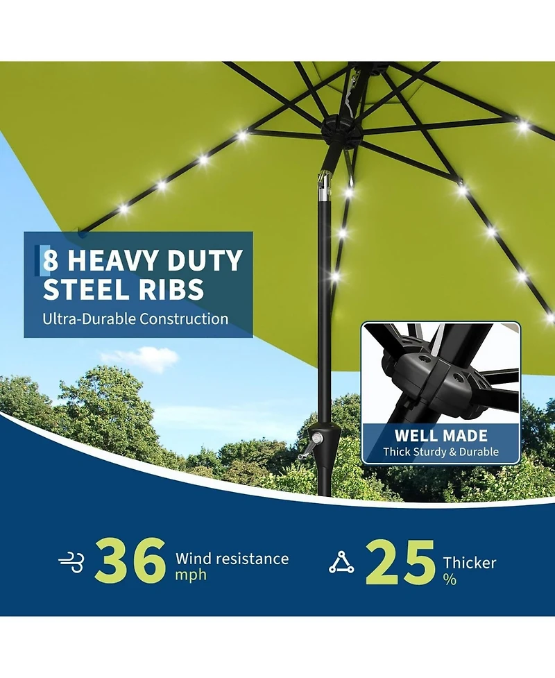 gaomon 10FT Outdoor Table Solar Patio Umbrella with 32 Led Lights, Uv Protection for Pool, Deck.