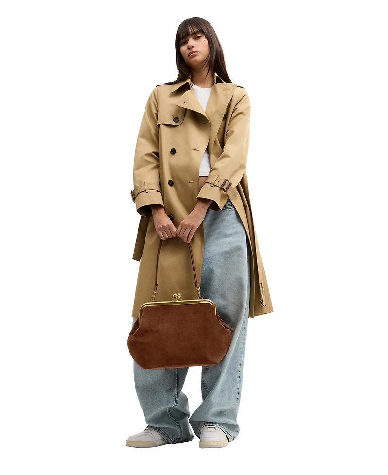 Coach Suede Kiss-Lock Small Frame Bag
