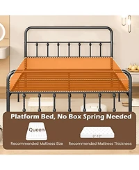 Slickblue Platform Bed Frame with Headboard Storage Space Under Bed for Organization