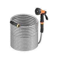 Sugift Stainless Steel Metal Garden Hose 50 ft with 10 Function Nozzle