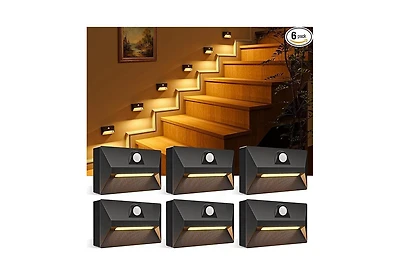 Midola Motion Sensor Stair Lights Rechargeable 6 Pack 3 Modes 3 Color Temperatures Magnetic Stick On Night Lights for Stairs Hallway