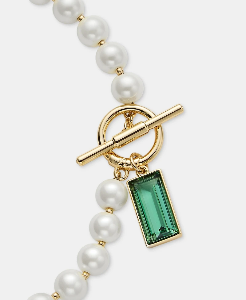 Lauren Ralph Lauren Baguette Stone & Imitation Pearl 16" Pendant Necklace