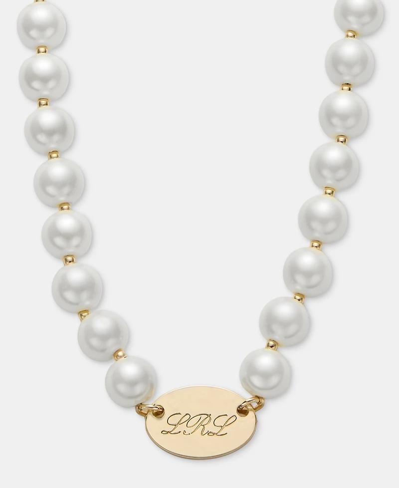 Lauren Ralph Lauren Imitation Pearl Logo 16" Collar Necklace