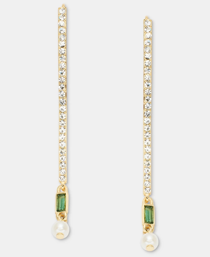 Lauren Ralph Lauren Pave, Baguette Stone & Imitation Pearl Threader Earrings