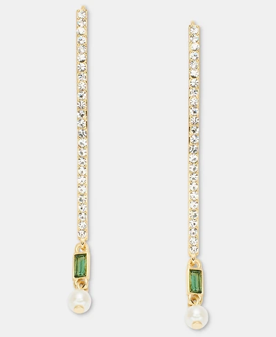 Lauren Ralph Lauren Pave, Baguette Stone & Imitation Pearl Threader Earrings