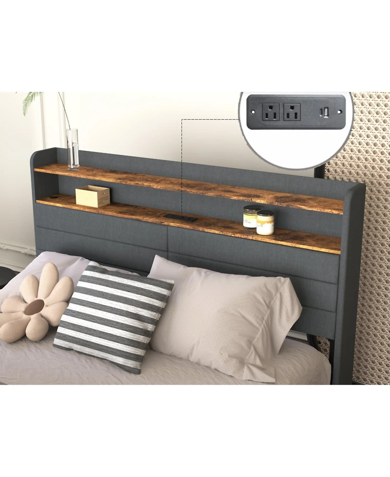 Lucky One Full Bed Frame with 4 Storage Drawers