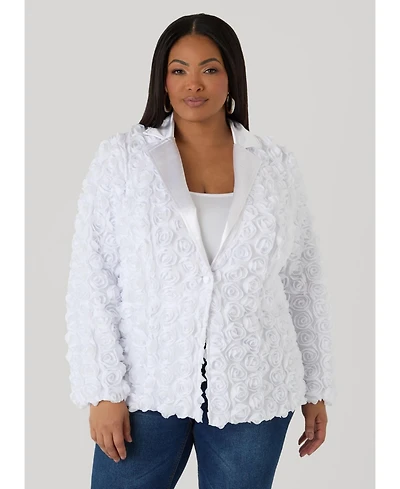 Ashley Stewart Women's Satin Paneled Rosette Blazer
