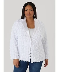 Ashley Stewart Women's Satin Paneled Rosette Blazer
