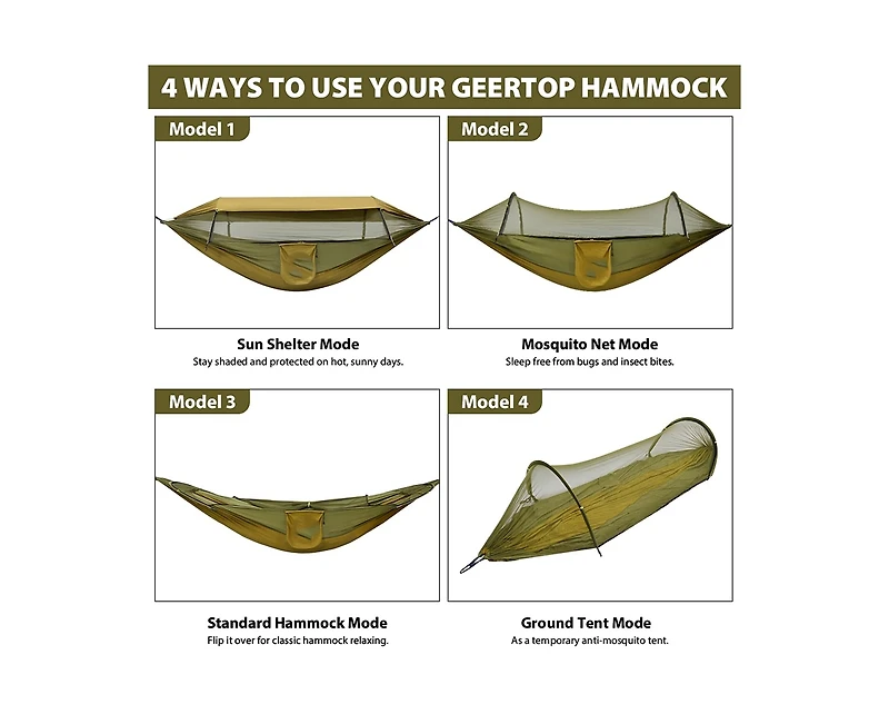 Naturehike 3 in 1 ultralight hammock with mosquito net and sun shelter, 200 kg load capacity perfect for camping and hiking.