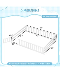 Slickblue Kids Floor Bed with Full Safety Guardrails, Low Height Platform Frame