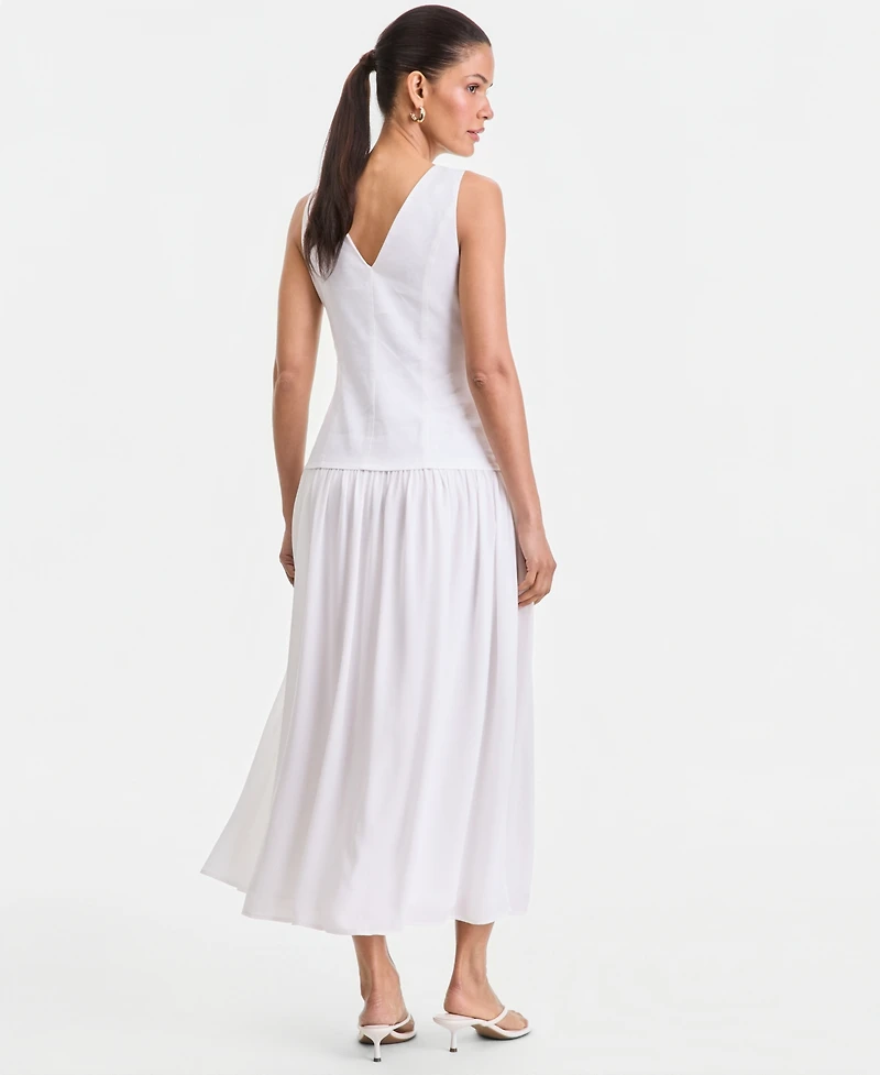 I.n.c. International Concepts Women's Sleeveless Linen-Blend Drop-Waist Dress, Macy's Exclusive