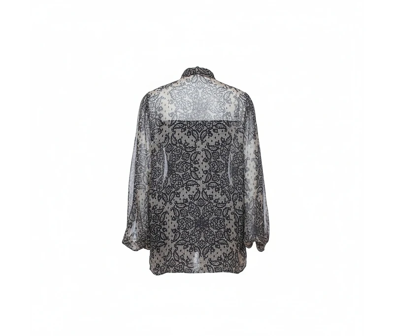 Pre-Owned Dolce and Gabbana Women's Paisley Print Silk Bow Tie Blouse