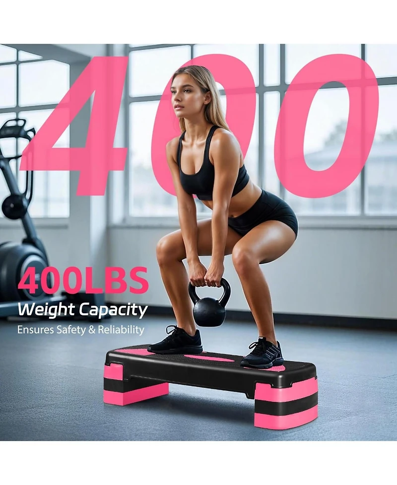 Zeny 31 Aerobic Step Platform Adjustable Exercise Workout Stepper with Stable Risers Stand Up Steppers for Exercise at Home Fitness Equipment