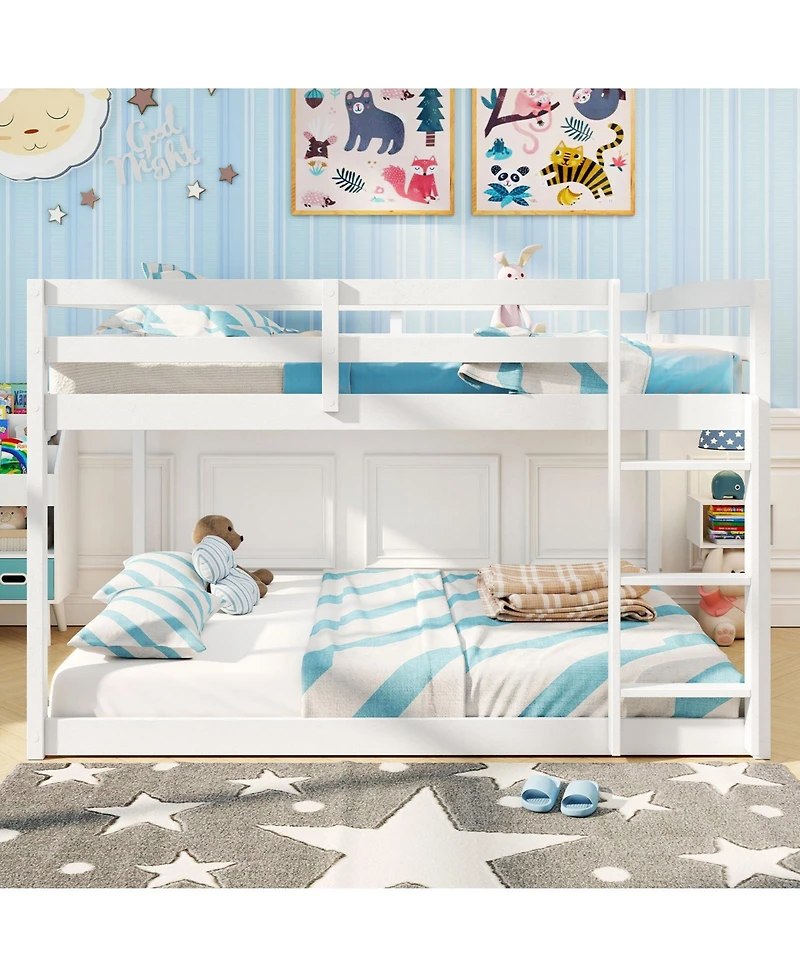 Slickblue Low to Ground Full Over Bunk Bed for Small Spaces Kids Bedroom