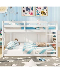 Slickblue Low to Ground Full Over Bunk Bed for Small Spaces Kids Bedroom