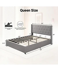 Slickblue Modern Queen Storage Bed with Lift Up Platform Design