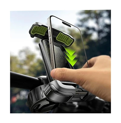 Lisen Bike Phone Holder for Handlebar, Secure Motorcycle and Bicycle Mount, Shockproof Clamp Phone Holder for iPhone, Samsung, Scooter, E-Bike