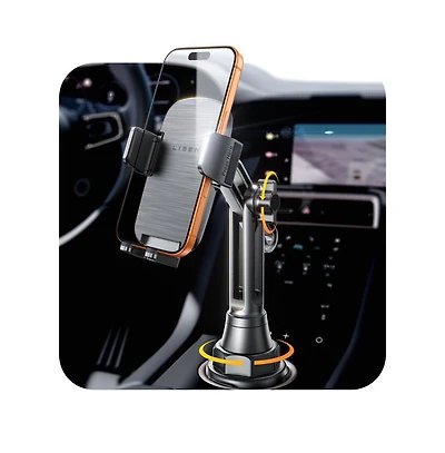 Lisen Car Cup Holder Phone Mount, Adj Long Neck 360degree(s) Phon Holder for Car, Stable Dashboard-Free Mount for iPhone, Samsung, Truck, Golf Cart