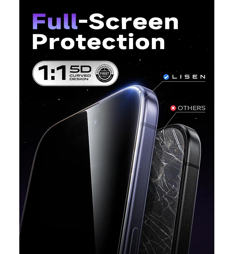 Lisen 2 Pack Screen Protector for iPhone 17 Pro Max/16 Pro Max, 9H Tempered Glass with Easy Install Tray, Bubble-Free Hd Clear Protective Film
