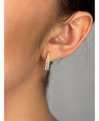 Suzy Levian New York Sterling Silver Princess Cut Cubic Zirconia Huggie Hoop Earrings