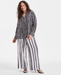 I.n.c. International Concepts Plus Printed Button-Up Top, Macy's Exclusive