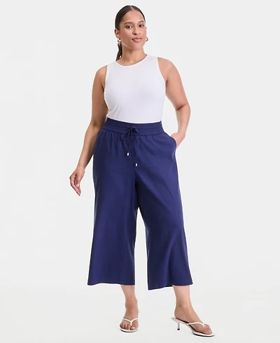 I.n.c. International Concepts Plus High-Rise Cropped Wide-Leg Pants, Macy's Exclusive