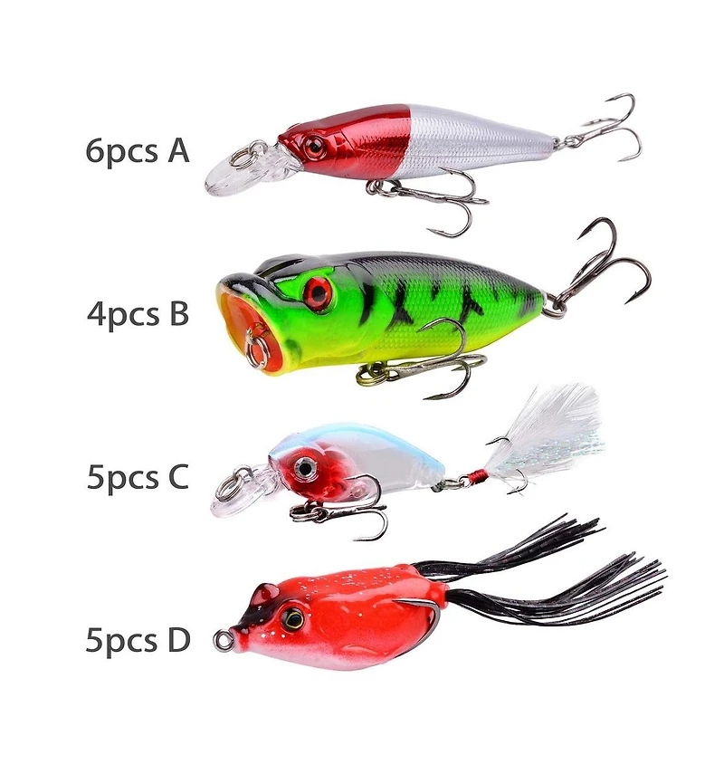 Gnuadz Fishing Lures Kit Minnow Popper Crank Baits Hooks