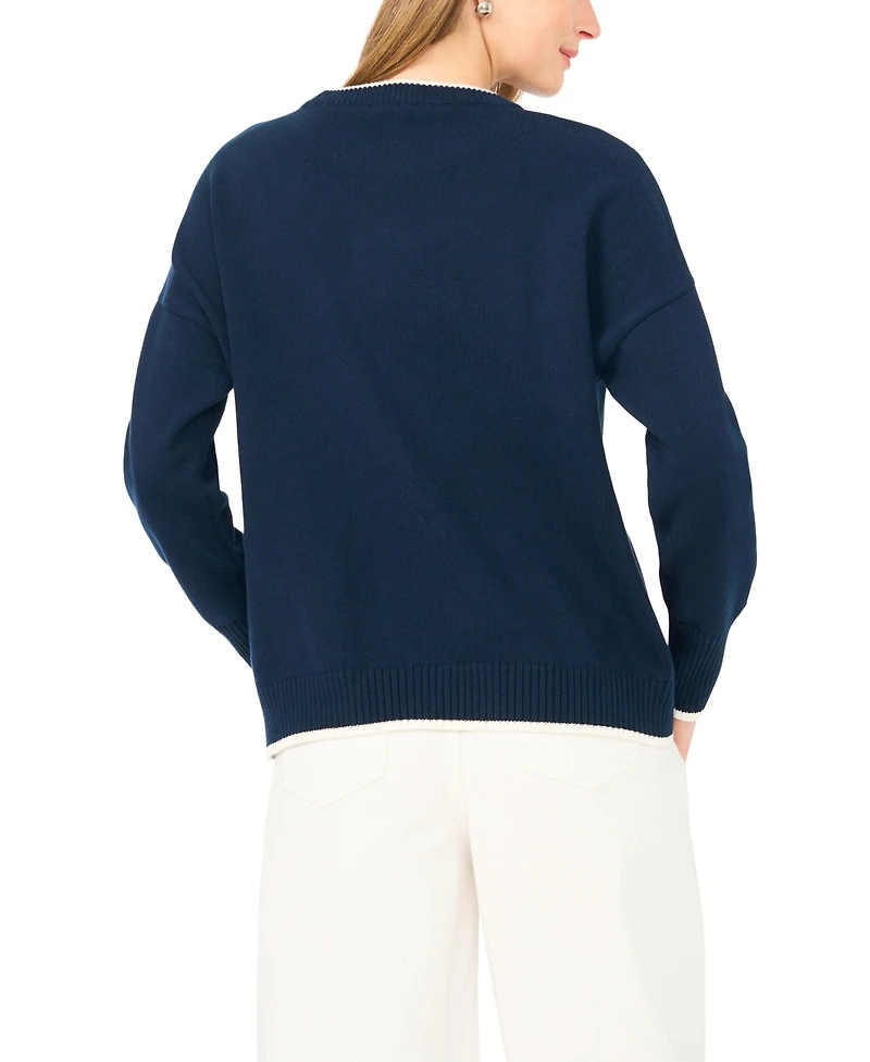 Vince Camuto Women's Anchor Motif Crewneck Sweater