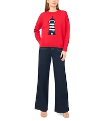 Vince Camuto Women's Lighthouse Motif Crewneck Sweater
