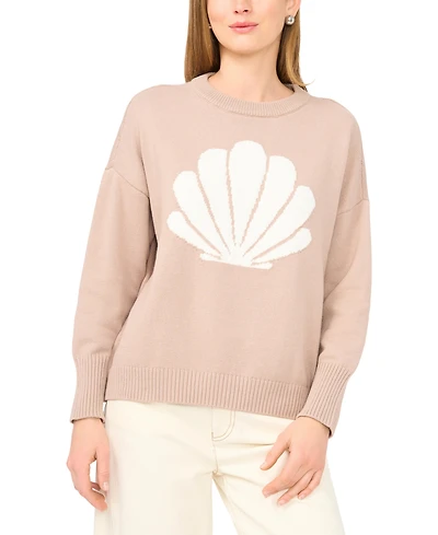 Vince Camuto Women's Shell Motif Crewneck Sweater