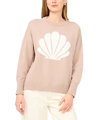 Vince Camuto Women's Shell Motif Crewneck Sweater