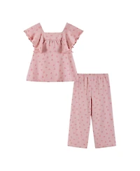 Andy & Evan Toddler Girls Toddler/Child Bow Print Knit Seersucker Top and Pant Set