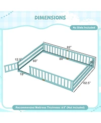 Slickblue Kids Floor Bed Frame with Full Length Guardrails, Montessori Style Safe Sleeping