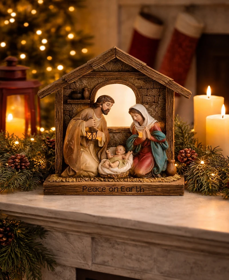 Napco 9.25" Holy Family "Peace on Earth" Nativity