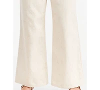 On 34th Women's High-Rise Floral Stitch Wide-Leg Jeans, Macy's Exclusive