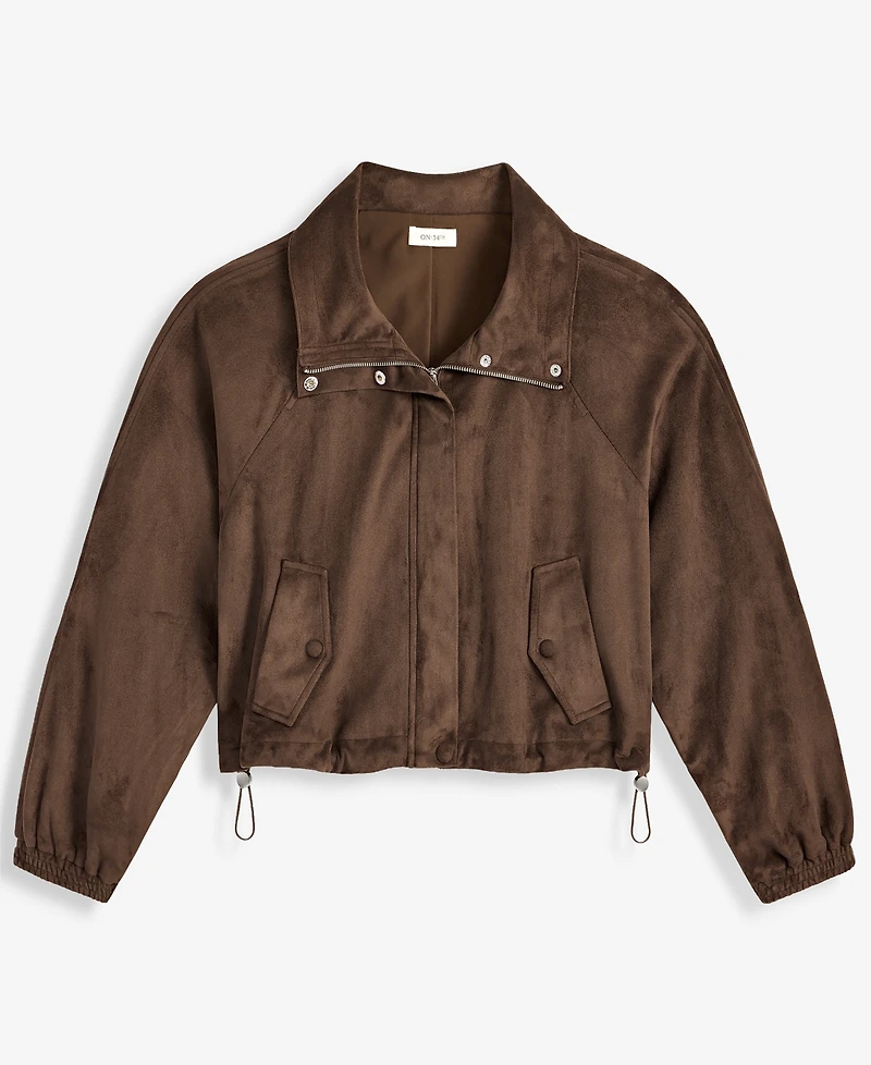 On 34th Women's Faux-Suede High Collar Utility Jacket, Macy's Exclusive