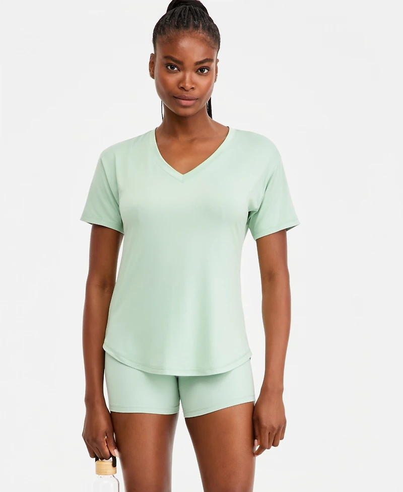 Id Ideology Women's V-Neck Short-Sleeve Performance Tee, Macy's Exclusive