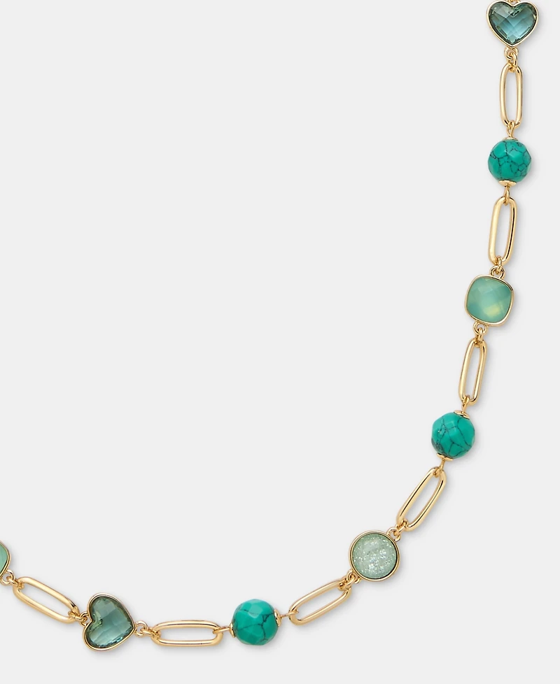 Anne Klein Gold-Tone Stone Beaded Strandage Necklace