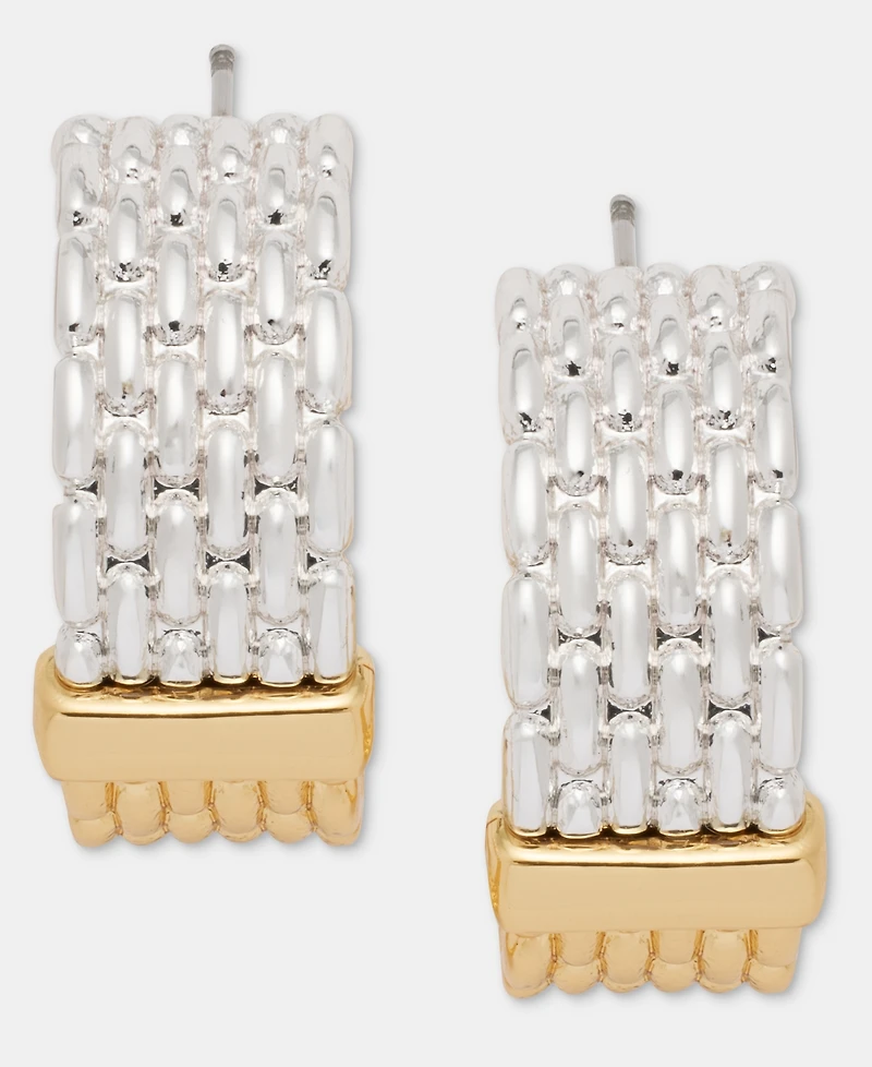 Anne Klein Two-Tone Dynamic Watchband Hoop Earrings