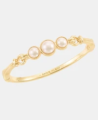 Anne Klein Gold-Tone Link Faux-Pearl Open Hinge Bracelet