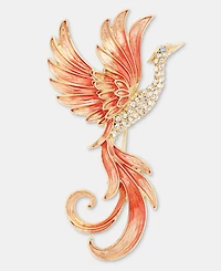 Anne Klein Gold-Tone Boxed Coral Flying Mystical Phoenix Pin