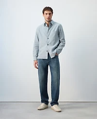 Mango Men's Linen-And-Cotton-Blend Striped Shirt