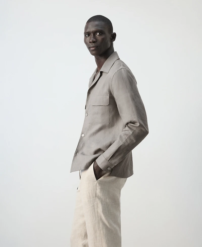 Mango Men's Bowling Collar Overshirt