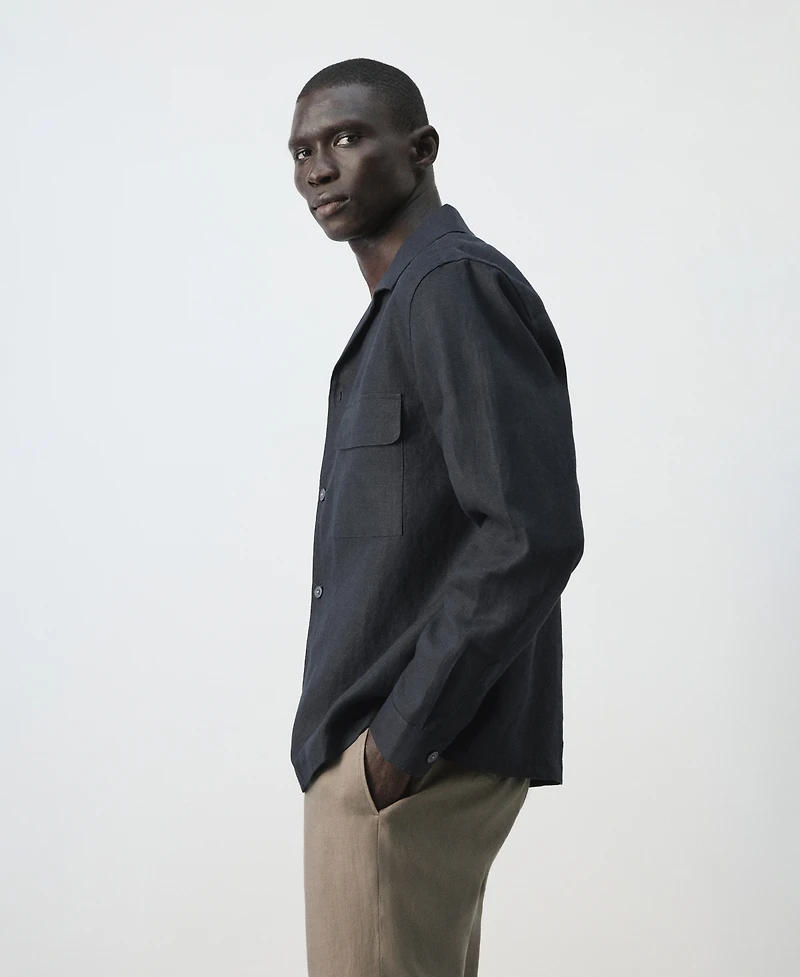 Mango Men's Bowling Collar Overshirt